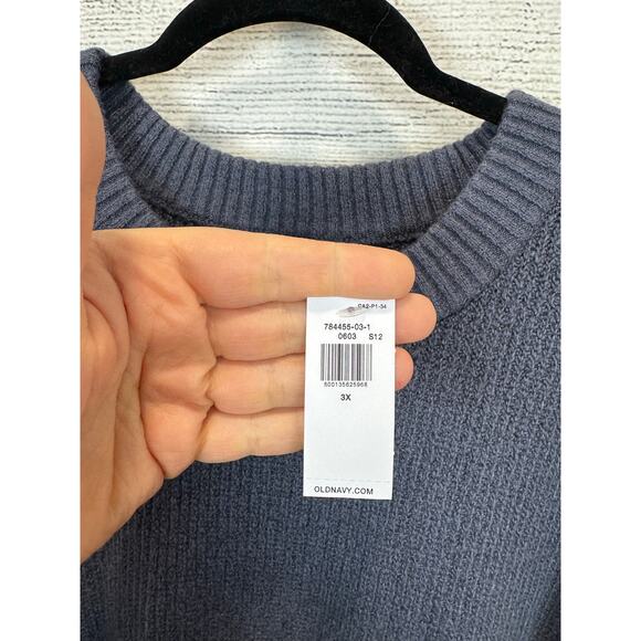 Old Navy Plus Size So Soft Blue Knit Crewneck Sweater Size 3X - Picture 5 of 8